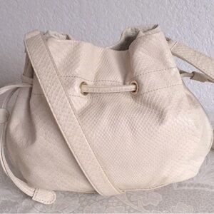 Cole Haan genuine, leather Cream Snake Skin crossbody bucket bag